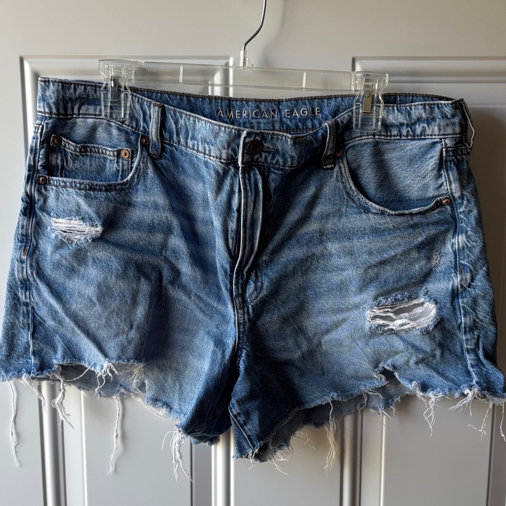 American Eagle Outfitters 90s Boyfriend Light Blue Denim Cutoff Shorts